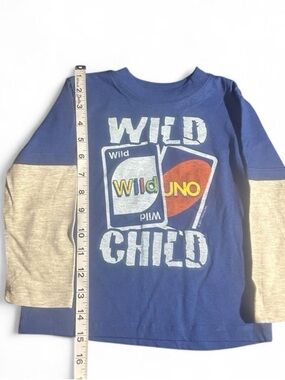 Mattel Blue and Tan UNO 'Wild Child' Long Sleeve Tee